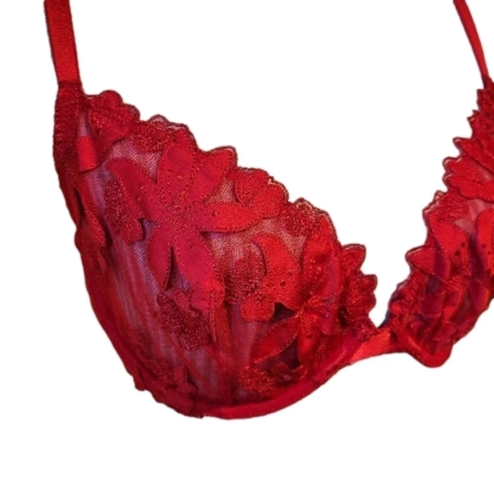 Victoria's Secret floral lace unlined plunge bra 36D NEW Without Tags - Picture 5 of 12